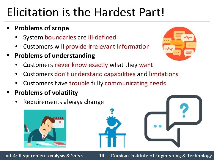 Elicitation is the Hardest Part! § Problems of scope • System boundaries are ill-defined