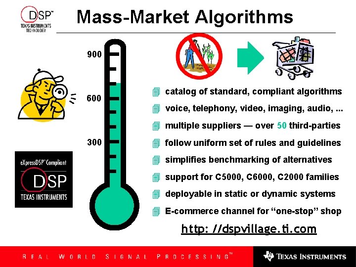 Mass-Market Algorithms 900 600 4 catalog of standard, compliant algorithms 4 voice, telephony, video,
