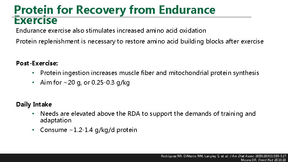 Protein for Recovery from Endurance Exercise Endurance exercise also stimulates increased amino acid oxidation