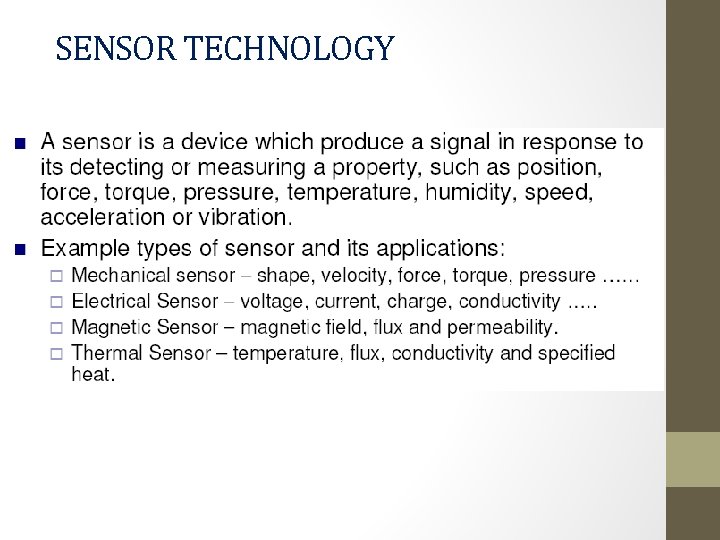 SENSOR TECHNOLOGY 