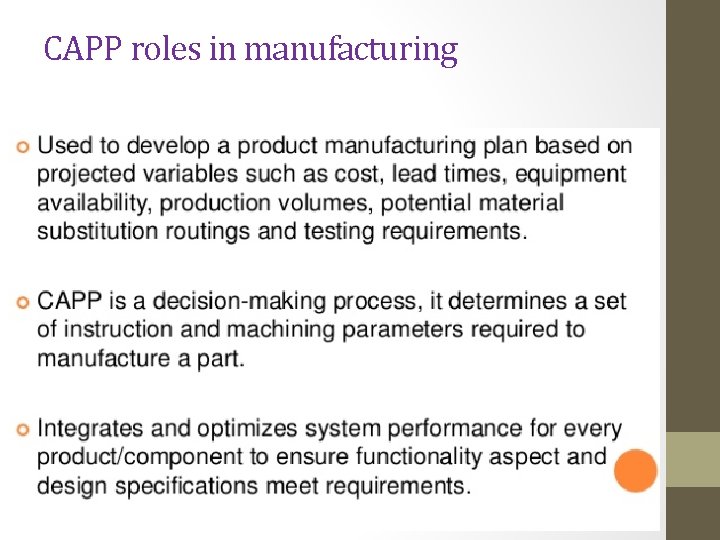 CAPP roles in manufacturing 