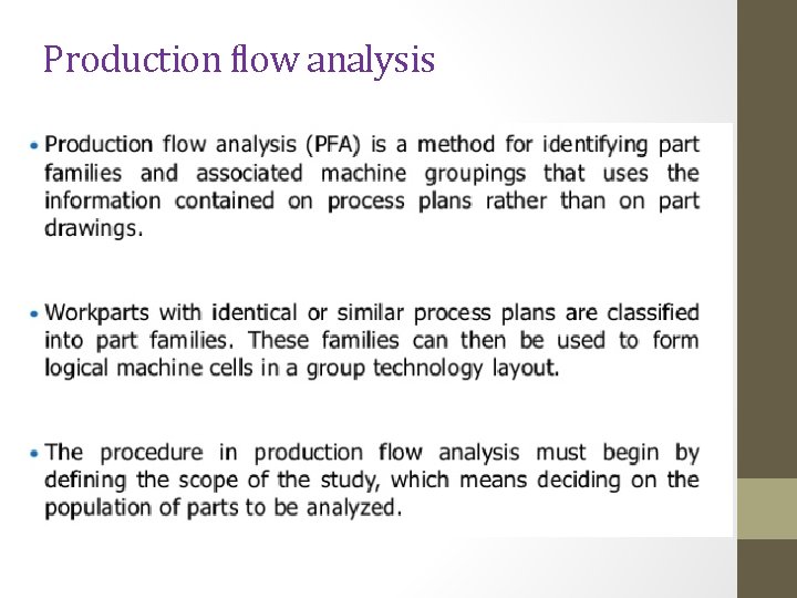 Production flow analysis 