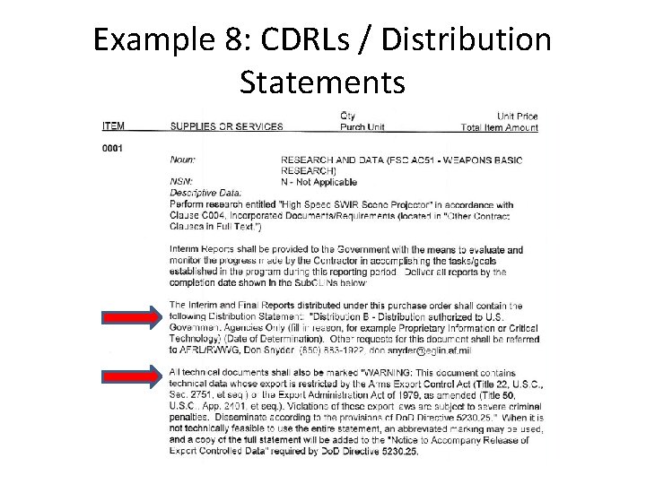 Example 8: CDRLs / Distribution Statements 