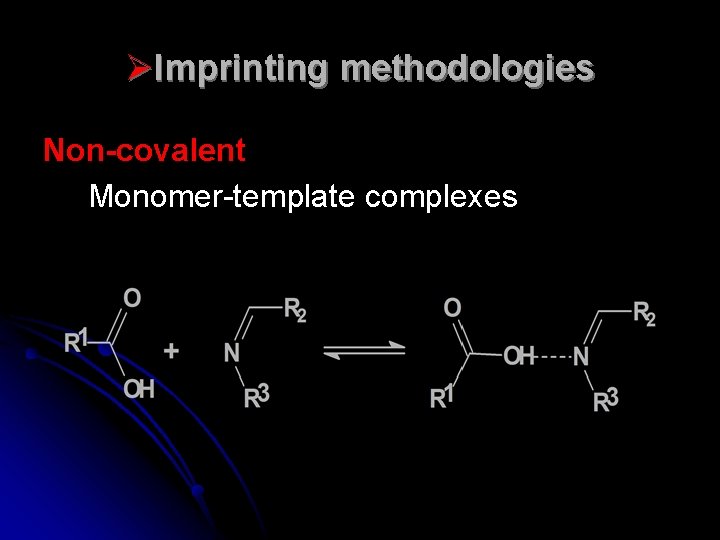 ØImprinting methodologies Non-covalent Monomer-template complexes 