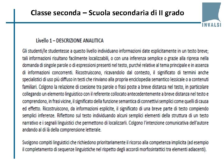 Classe seconda – Scuola secondaria di II grado 