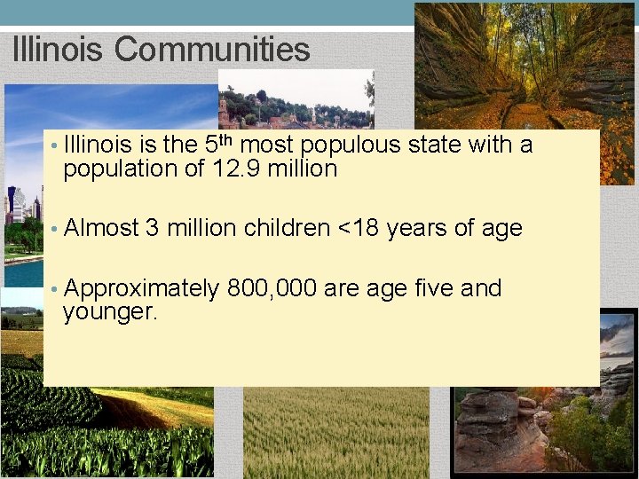 Illinois Communities • Illinois is the 5 th most populous state with a population