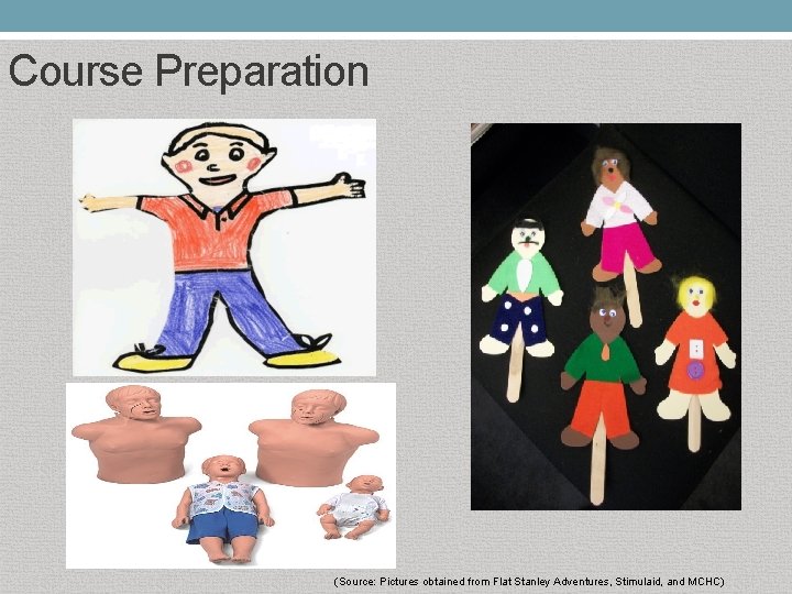 Course Preparation (Source: Pictures obtained from Flat Stanley Adventures, Stimulaid, and MCHC) 