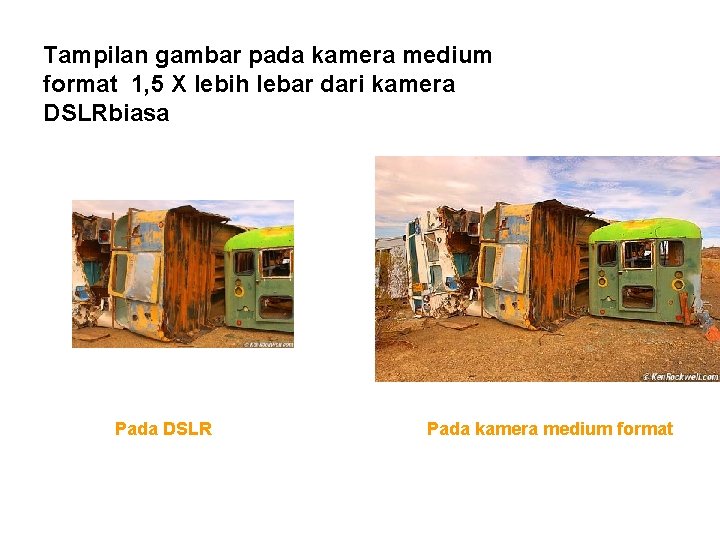 Tampilan gambar pada kamera medium format 1, 5 X lebih lebar dari kamera DSLRbiasa
