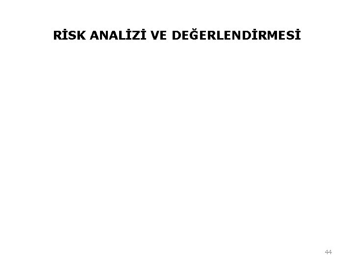 RİSK ANALİZİ VE DEĞERLENDİRMESİ 44 RİSK ANALİZİ VE DEĞERLENDİRMESİ 44