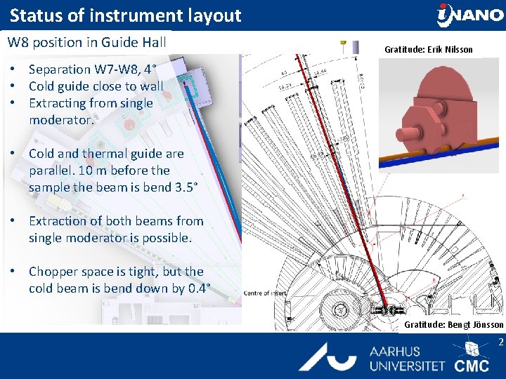 Status of instrument layout W 8 position in Guide Hall Gratitude: Erik Nilsson •