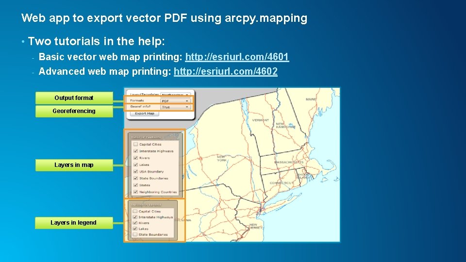 Web app to export vector PDF using arcpy. mapping • Two tutorials in the