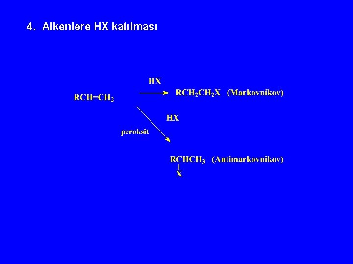 4. Alkenlere HX katılması 