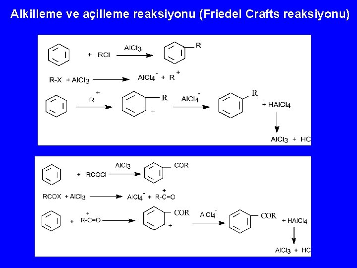 Alkilleme ve açilleme reaksiyonu (Friedel Crafts reaksiyonu) 