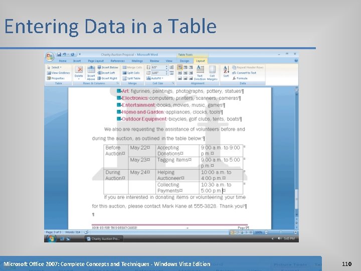 Entering Data in a Table Microsoft Office 2007: Complete Concepts and Techniques - Windows