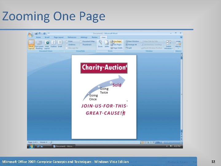 Zooming One Page Microsoft Office 2007: Complete Concepts and Techniques - Windows Vista Edition