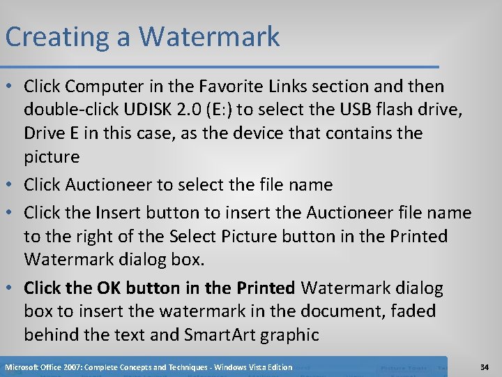 Creating a Watermark • Click Computer in the Favorite Links section and then double-click