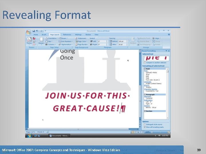Revealing Format Microsoft Office 2007: Complete Concepts and Techniques - Windows Vista Edition 39