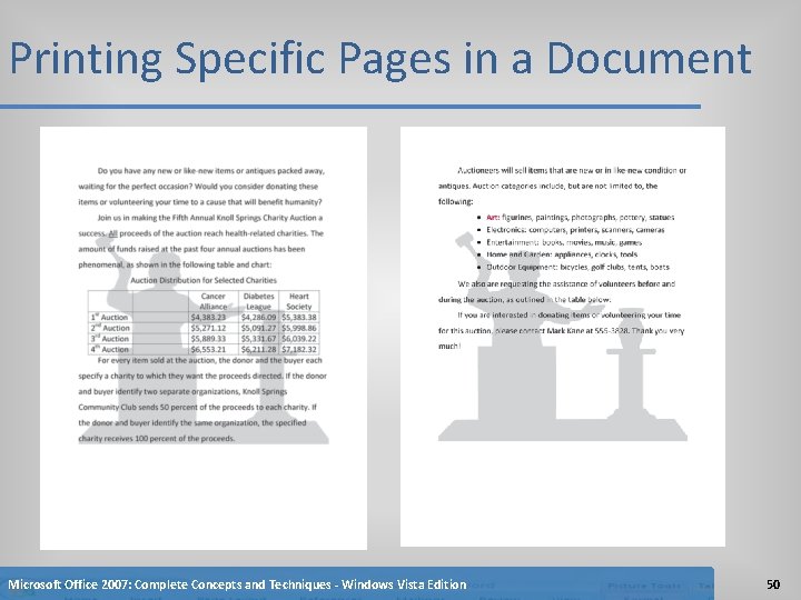 Printing Specific Pages in a Document Microsoft Office 2007: Complete Concepts and Techniques -