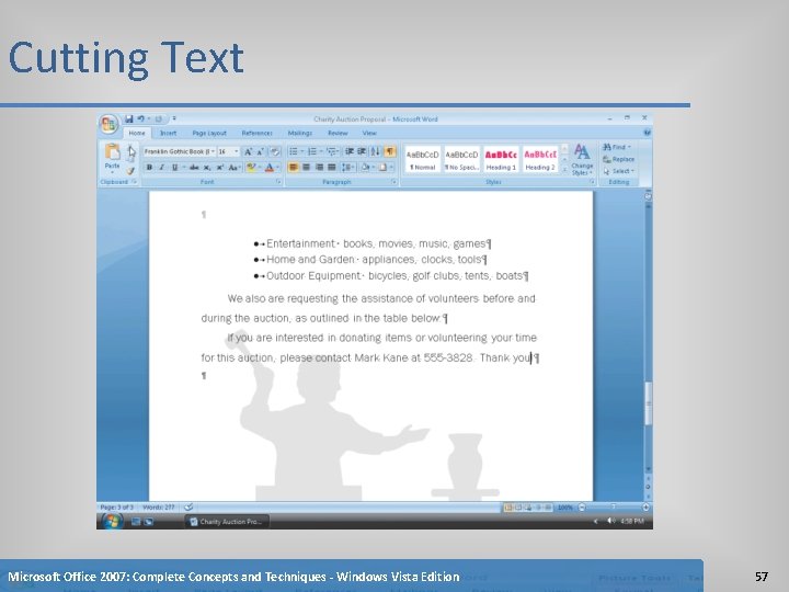 Cutting Text Microsoft Office 2007: Complete Concepts and Techniques - Windows Vista Edition 57