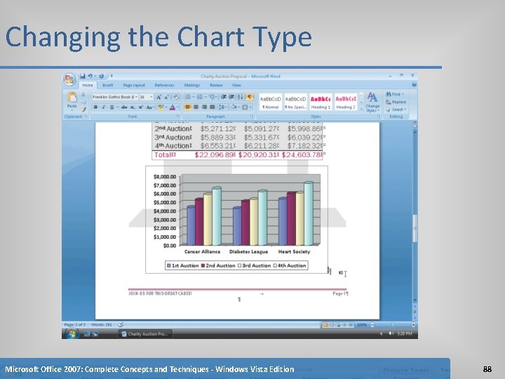 Changing the Chart Type Microsoft Office 2007: Complete Concepts and Techniques - Windows Vista