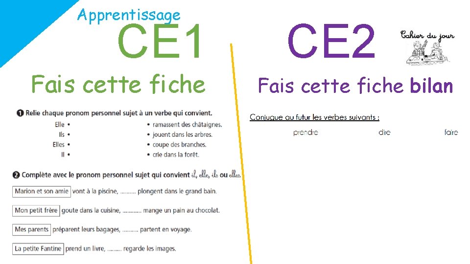 Apprentissage CE 1 Fais cette fiche CE 2 Fais cette fiche bilan 