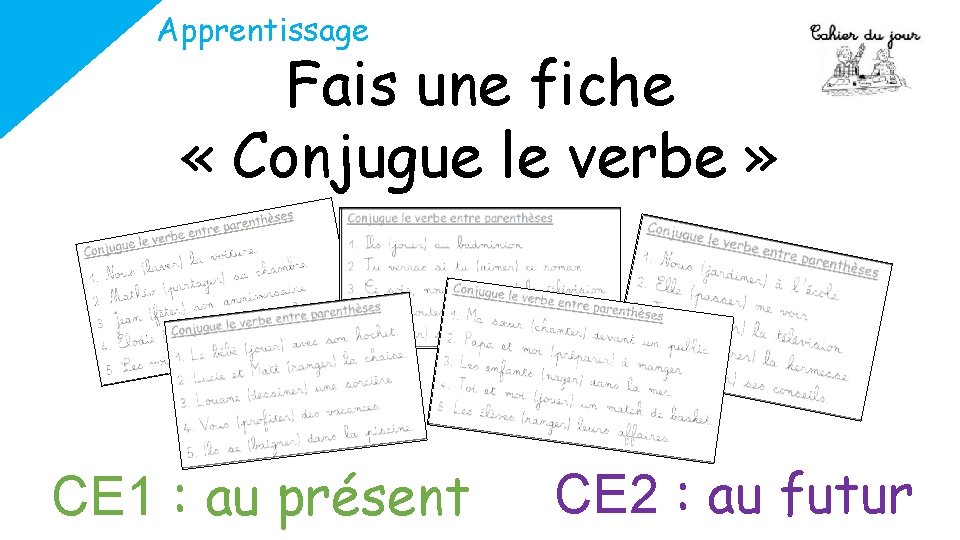 Apprentissage Fais une fiche « Conjugue le verbe » CE 1 : au présent