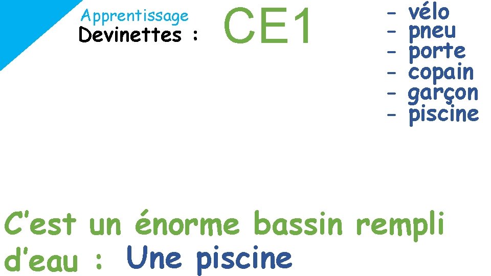 Devinettes : On aime bien jouer avec lui : Un copain Apprentissage CE 1