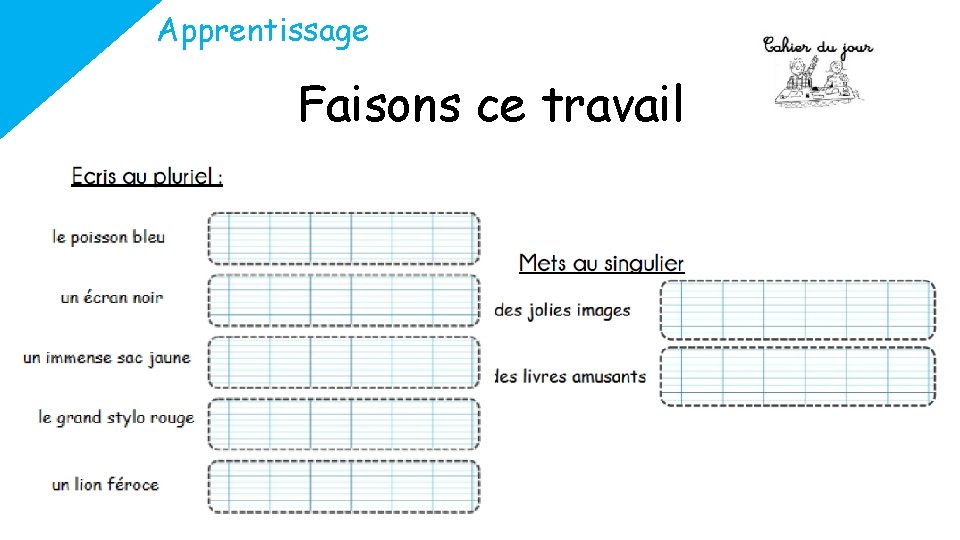 Apprentissage Faisons ce travail 