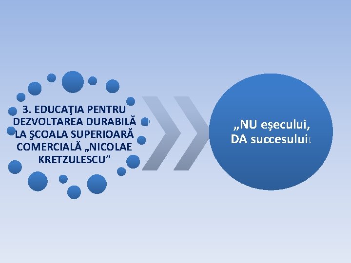 3. EDUCAŢIA PENTRU DEZVOLTAREA DURABILĂ LA ŞCOALA SUPERIOARĂ COMERCIALĂ „NICOLAE KRETZULESCU” „NU eșecului, DA 3. EDUCAŢIA PENTRU DEZVOLTAREA DURABILĂ LA ŞCOALA SUPERIOARĂ COMERCIALĂ „NICOLAE KRETZULESCU” „NU eșecului, DA