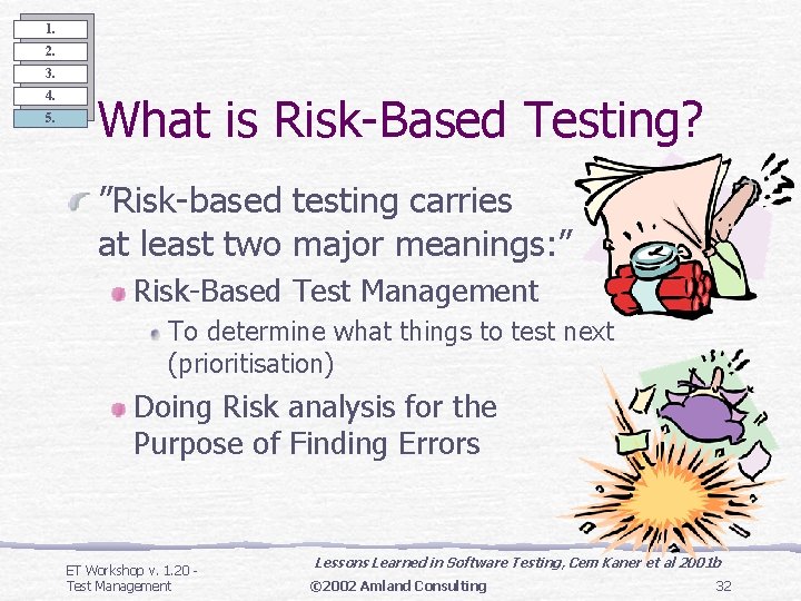 1. 2. 3. 4. 5. What is Risk-Based Testing? ”Risk-based testing carries at least 1. 2. 3. 4. 5. What is Risk-Based Testing? ”Risk-based testing carries at least