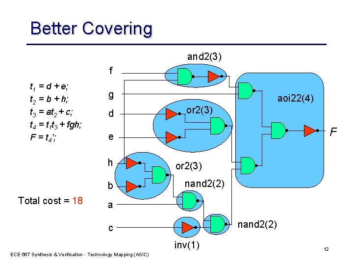 Better Covering and 2(3) f t 1 = d + e; t 2 =