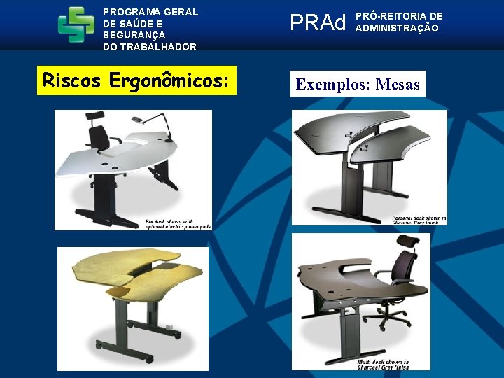 PROGRAMA GERAL DE SAÚDE E SEGURANÇA DO TRABALHADOR Riscos Ergonômicos: PRAd PRÓ-REITORIA DE ADMINISTRAÇÃO
