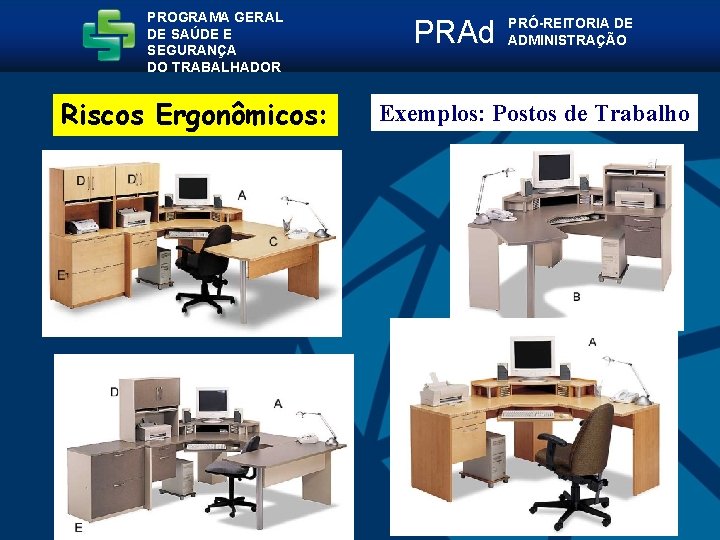 PROGRAMA GERAL DE SAÚDE E SEGURANÇA DO TRABALHADOR Riscos Ergonômicos: PRAd PRÓ-REITORIA DE ADMINISTRAÇÃO