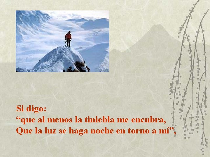 Si digo: “que al menos la tiniebla me encubra, Que la luz se haga