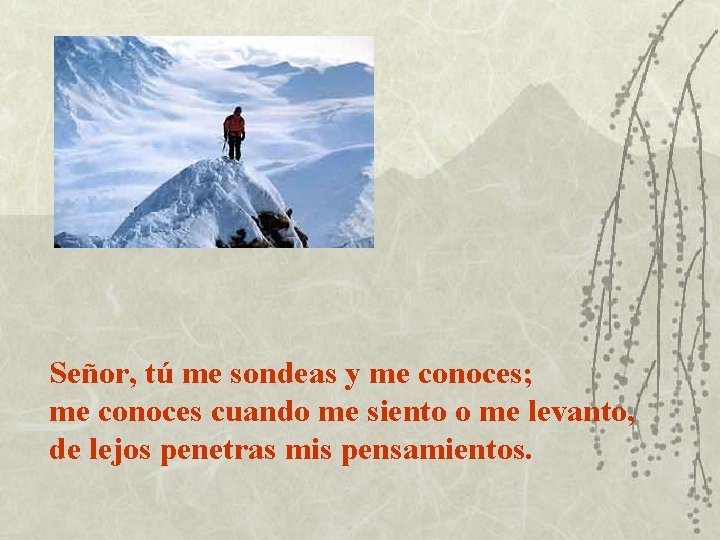 Señor, tú me sondeas y me conoces; me conoces cuando me siento o me