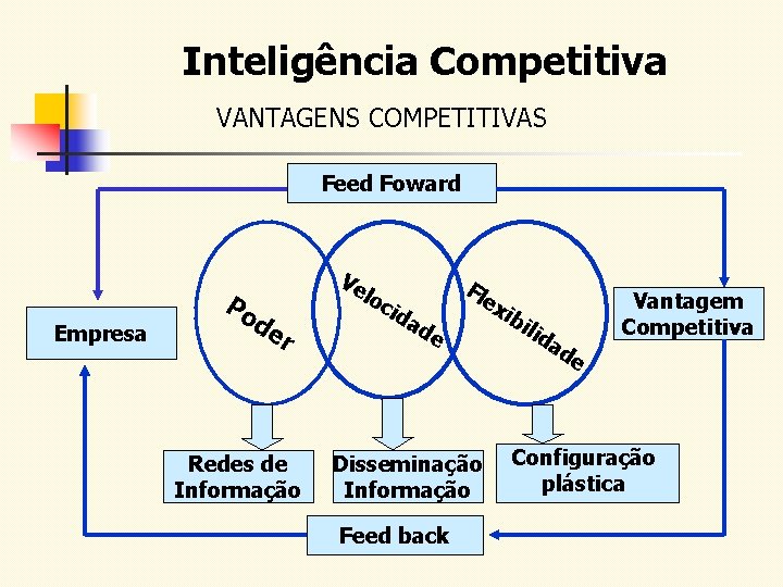 Inteligência Competitiva VANTAGENS COMPETITIVAS Feed Foward Empresa Ve Po de r Redes de Informação