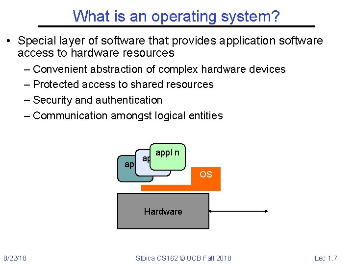 What is an operating system? • Special layer of software that provides application software