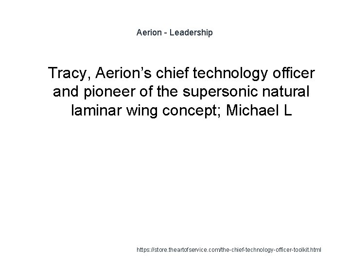 Aerion - Leadership 1 Tracy, Aerion’s chief technology officer and pioneer of the supersonic