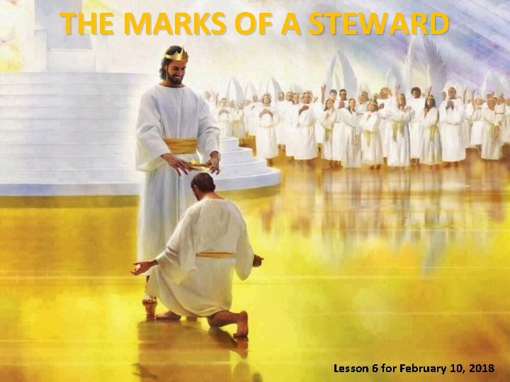 THE MARKS OF A STEWARD Lesson 6 for February 10, 2018 