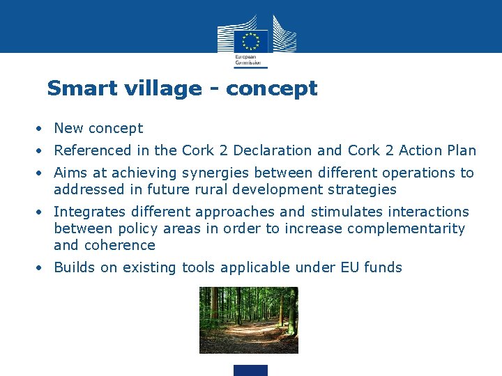 Smart village - concept • New concept • Referenced in the Cork 2 Declaration