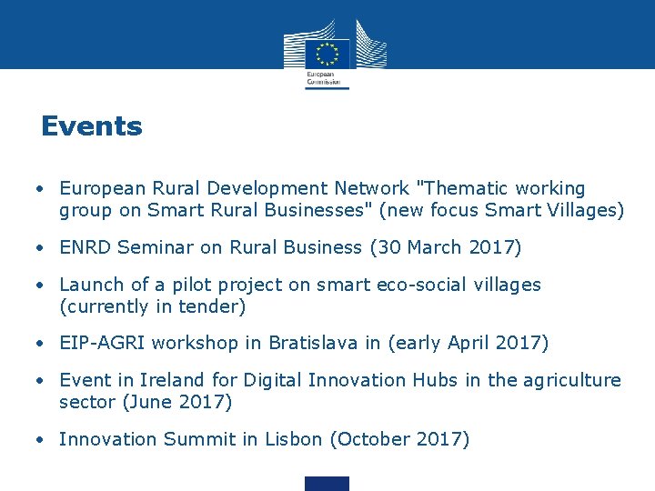 Events • European Rural Development Network "Thematic working group on Smart Rural Businesses" (new