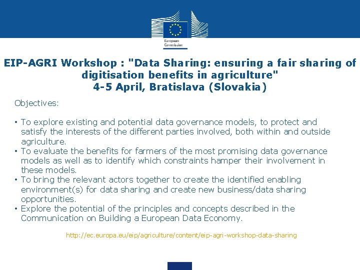 EIP-AGRI Workshop : "Data Sharing: ensuring a fair sharing of digitisation benefits in agriculture"