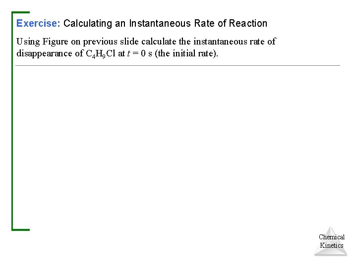 Exercise: Calculating an Instantaneous Rate of Reaction Using Figure on previous slide calculate the