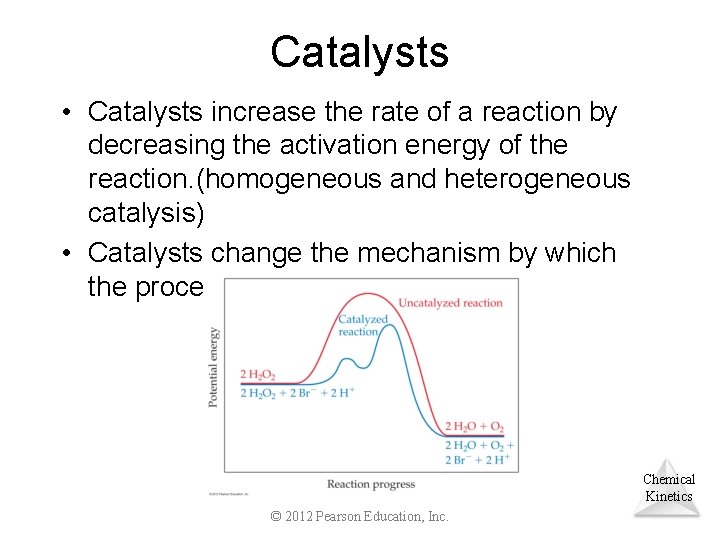 Catalysts • Catalysts increase the rate of a reaction by decreasing the activation energy
