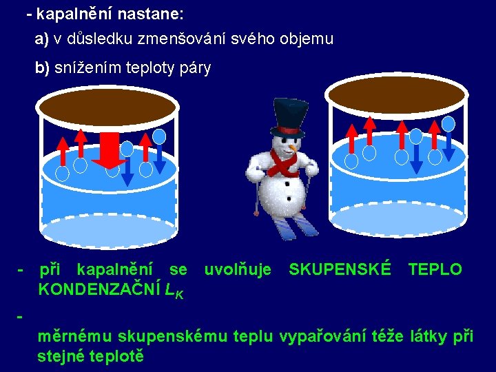  - kapalnění nastane: a) v důsledku zmenšování svého objemu b) snížením teploty páry