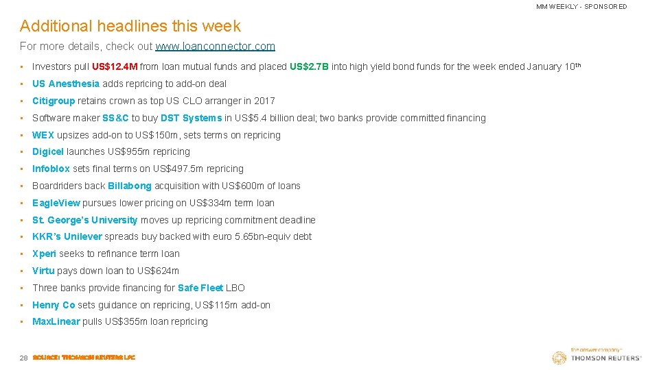 MM WEEKLY - SPONSORED Additional headlines this week For more details, check out www.