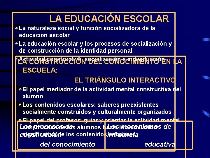 LA EDUCACIÓN ESCOLAR La naturaleza social y función socializadora de la educación escolar La