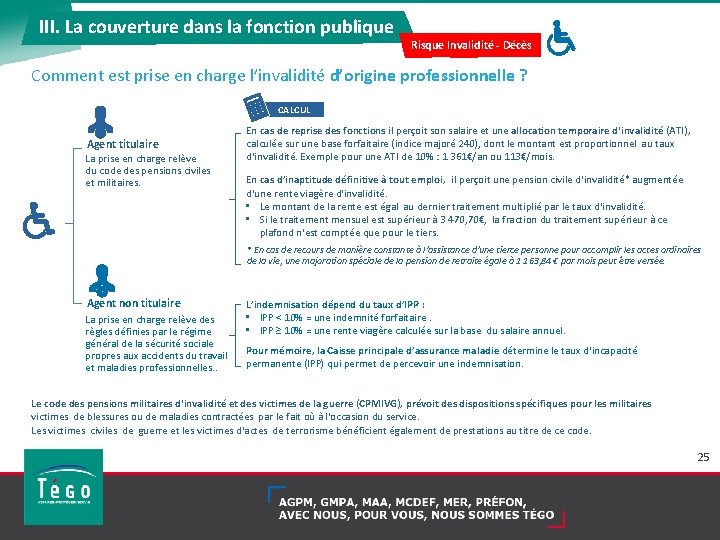 III. La couverture dans la fonction publique Risque Invalidité - Décès Comment est prise