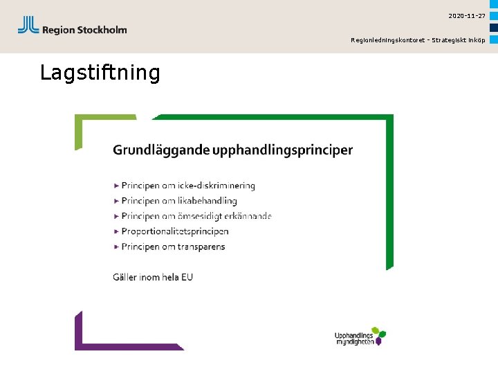 2020 -11 -27 Regionledningskontoret - Strategiskt inköp Lagstiftning 