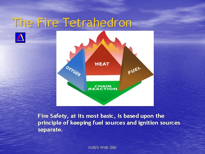 The Fire Tetrahedron Fire Safety, at its most basic, is based upon the principle